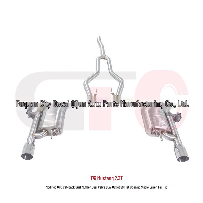 Fits 2017 Mustang 2.3T with Modified GFC Center & Rear Dual Muffler, Dual Valve, Dual Outlet Flat Tip Single Layer Tailpipe.