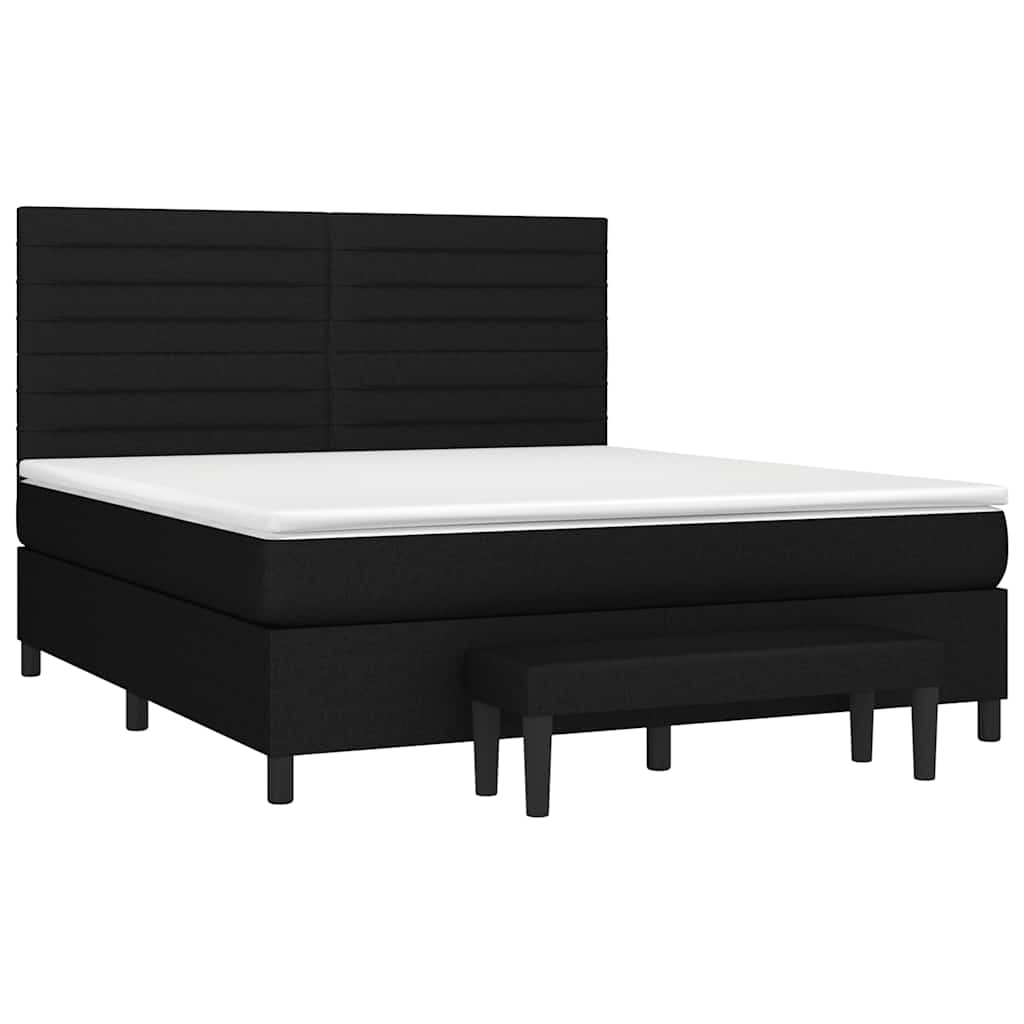 Кровать с пружинным блоком и матрасом Черная 180 x 200 см Ткань