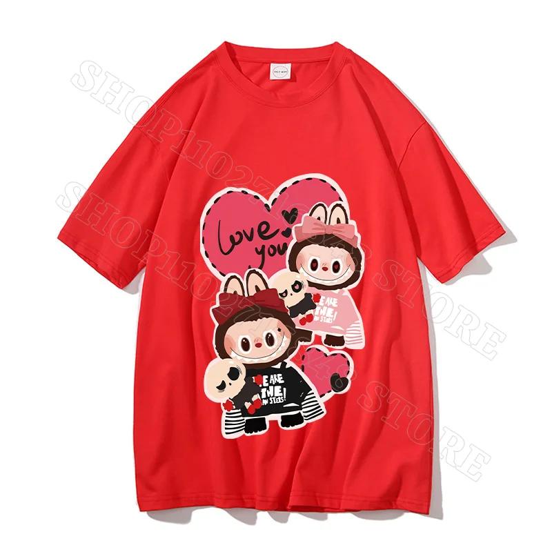 Labubu Унисекс Одежда Женская Футболки Милая Одежда Мультфильм Аниме Графический Принт Футболка Крутые Удобные Топы Подарок Для Вечеринки Унисекс