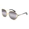 Metal Square Frame Sunglasses with a Gold and Black Frame and Grey Gradient Lenses, Designed for Women
