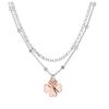 [Q3338] - Double Silver 'Clover' Necklace Pink Silver (rhodium-plated) - 10 Mm