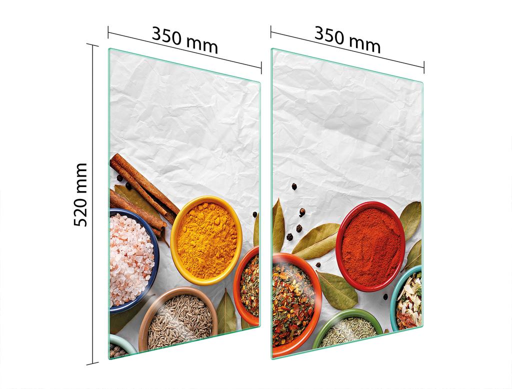 СТЕКЛЯННАЯ ЗАЩИТНАЯ ПАНЕЛЬ ДЛЯ КУХНИ 2x35x52 СПЕЦИИ