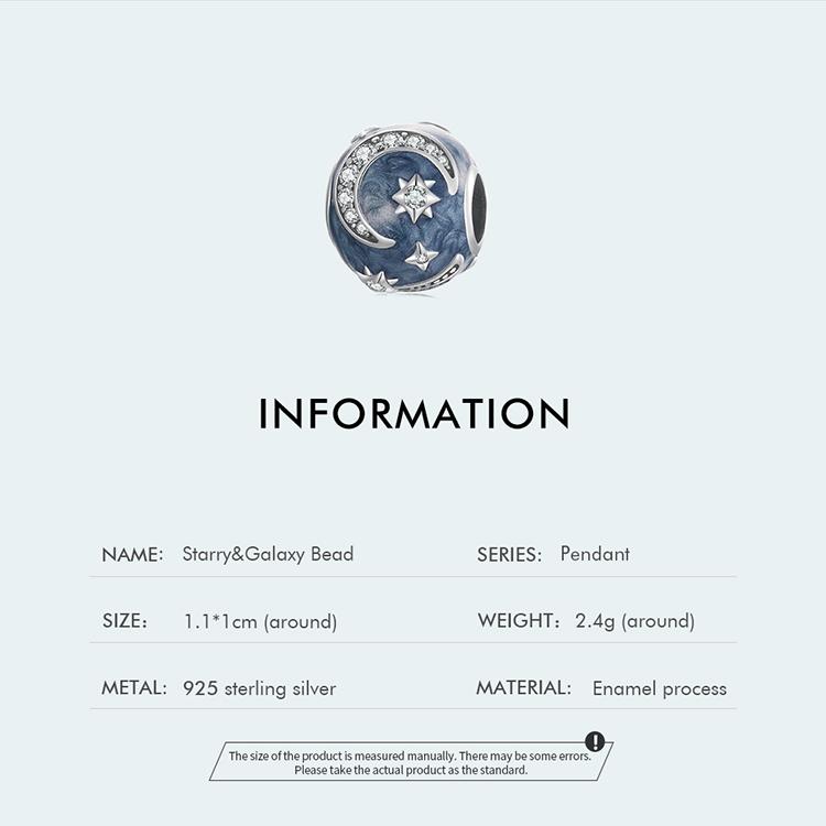 WOSTU Очаровательные лунные бусины со звездами и галактиками из стерлингового серебра 925 пробы в стиле темной ночи, подходят для изготовления женских браслетов и браслетов своими руками, ювелирных изделий