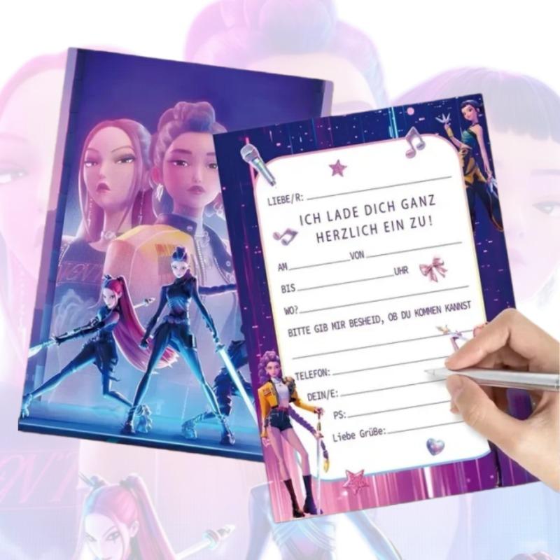 Пригласительная открытка на детский день рождения-сюрприз KPOP Охотник на демонов Набор из 12 штук Одностраничная Открытка-конверт на Хэллоуин и День рождения