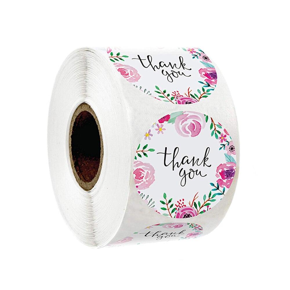 50-500pcs 1 Inch Flower Thank You Stickers Seal Label Handmade Stickers Scrapbooking for Gift Envelope Seals Stickers