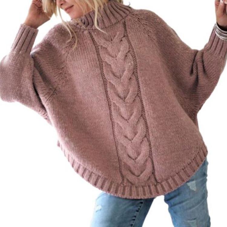 Winter Warm Women Sweater Loose Knit Turtleneck Pullover Long Sleeve Dolman Thick Cold Resistant Lady Sweater Autumn Neck Protection
