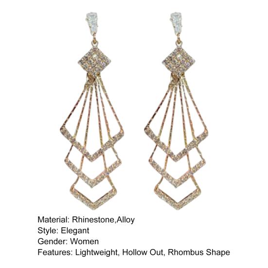 Женские серьги-капли, трехслойные блестящие стразы в форме ромба, висячие серьги, аксессуар