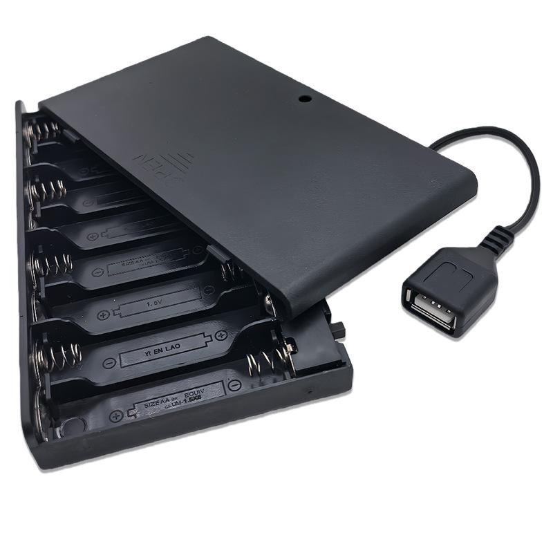 1 шт. Мини-блок питания от USB, батарейный отсек 8 x AA с крышкой и переключателем для светодиодных лент 12 В - USB-батарейный отсек
