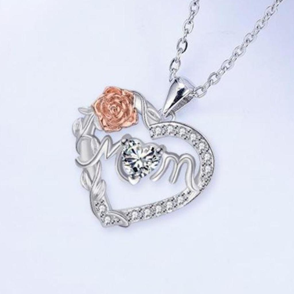 Модное колье на День матери Сердце Роза Цепочка на ключицу