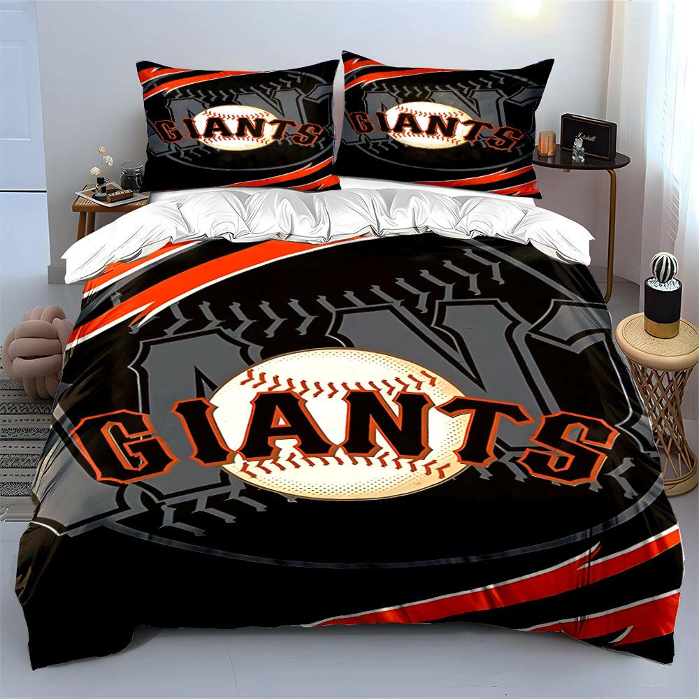 "Baseball Theme with GIANTS Logo Design" Print Bedding Set Duvet Cover Pillowcases (1* Duvet Cover 2* Pillowcases Do Not Include Comforter)