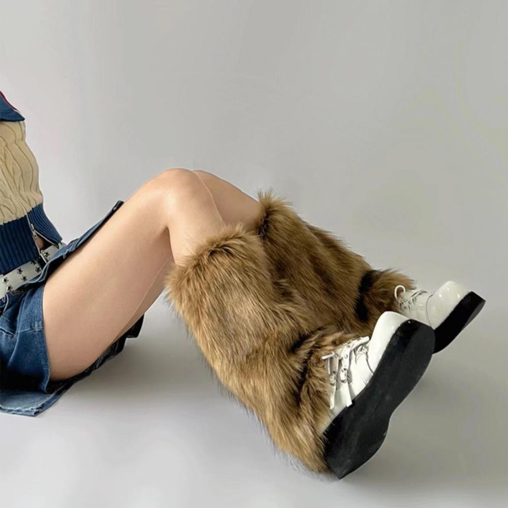 Женские гетры в стиле вестерн, ковбойские меховые гетры, коричневые ретро, носки из меха горячей девушки, длинные меховые носки для ботинок, теплые и стройнящие