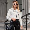 ziai Короткая куртка из искусственной кожи для женщин с косой молнией и лацканами, свободный водонепроницаемый плащ, модное уличное пальто из искусственной кожи ZP-23812