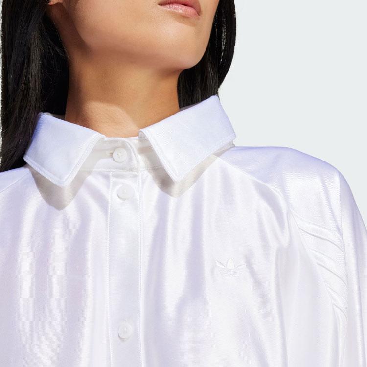 Adidas Originals Oversized Satin Sports Shirt Women Tops White IS4591
