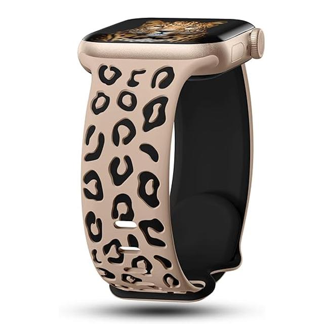 Ремешки с гравировкой леопарда для Apple Watch Band 45 мм 44 мм 49 мм 41 мм 46 40 мм Correa Bracelet Iwatch Series 10 9 8 7 SE 6 5 3 Ultra 2