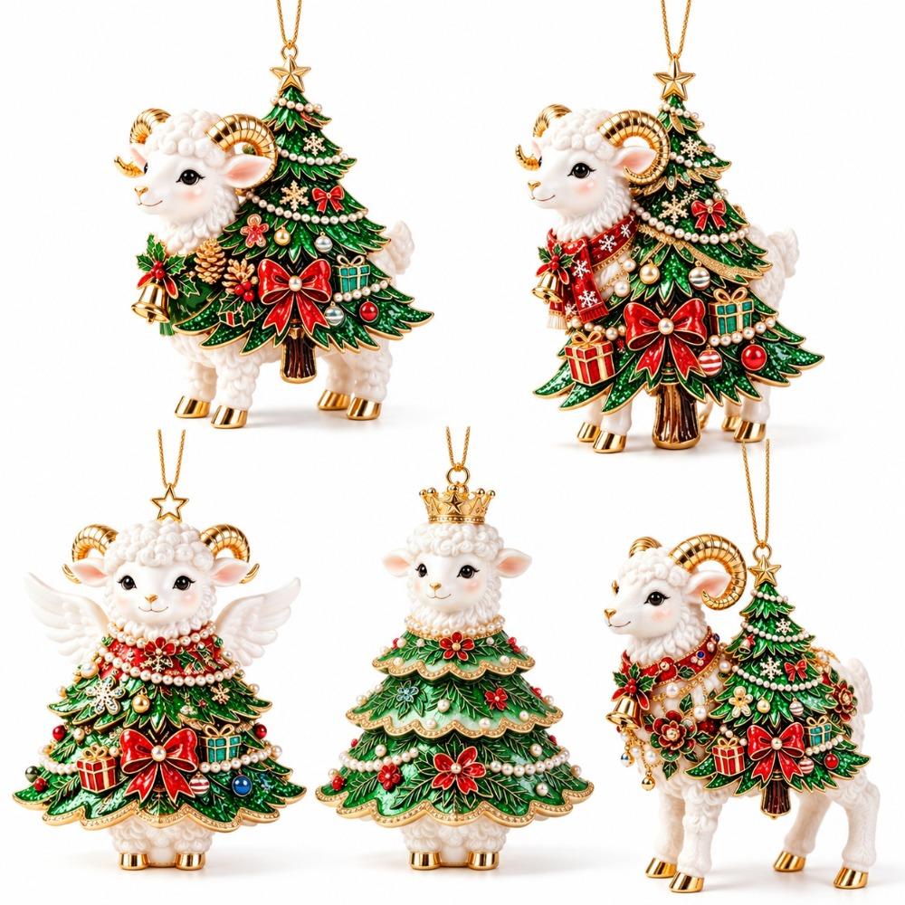 Shining Goat Hanging Ornament Set 2D Flat Animal Hanging Decoration Shop Window Display