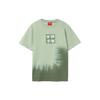 Li Ning Sports Basketball Series SS21 Paris Fashion Week Logo Print Color Block Crew Neck Short Sleeve T-Shirt Men Tops Green AHSR951-2