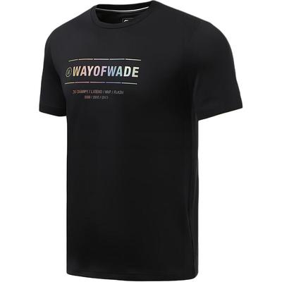 Футболка мужская быстросохнущая спортивная с круглым вырезом и коротким рукавом Li Ning Wade Series со светоотражающими буквами, черная ATSR287-1