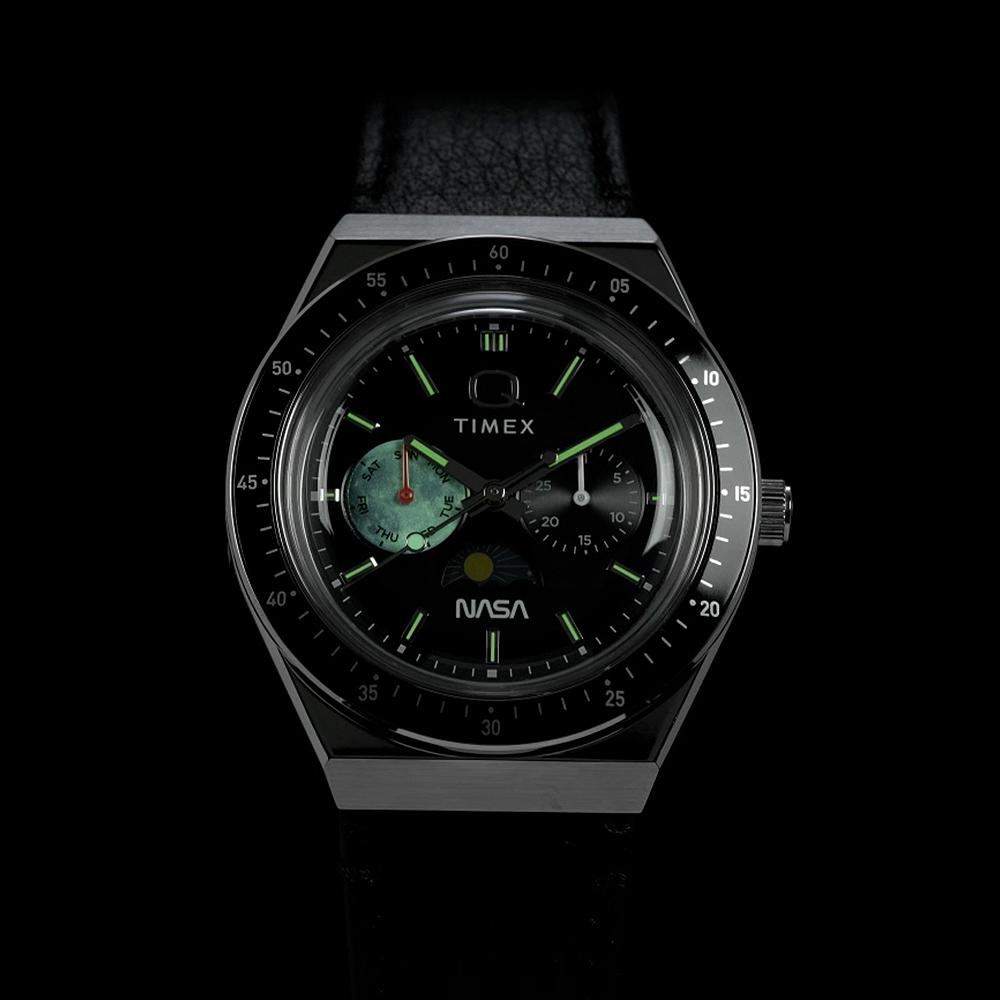 TIMEX Q TIMEX x NASA Винтажные Черные Кожаные Часы 40 мм TW2Y56800