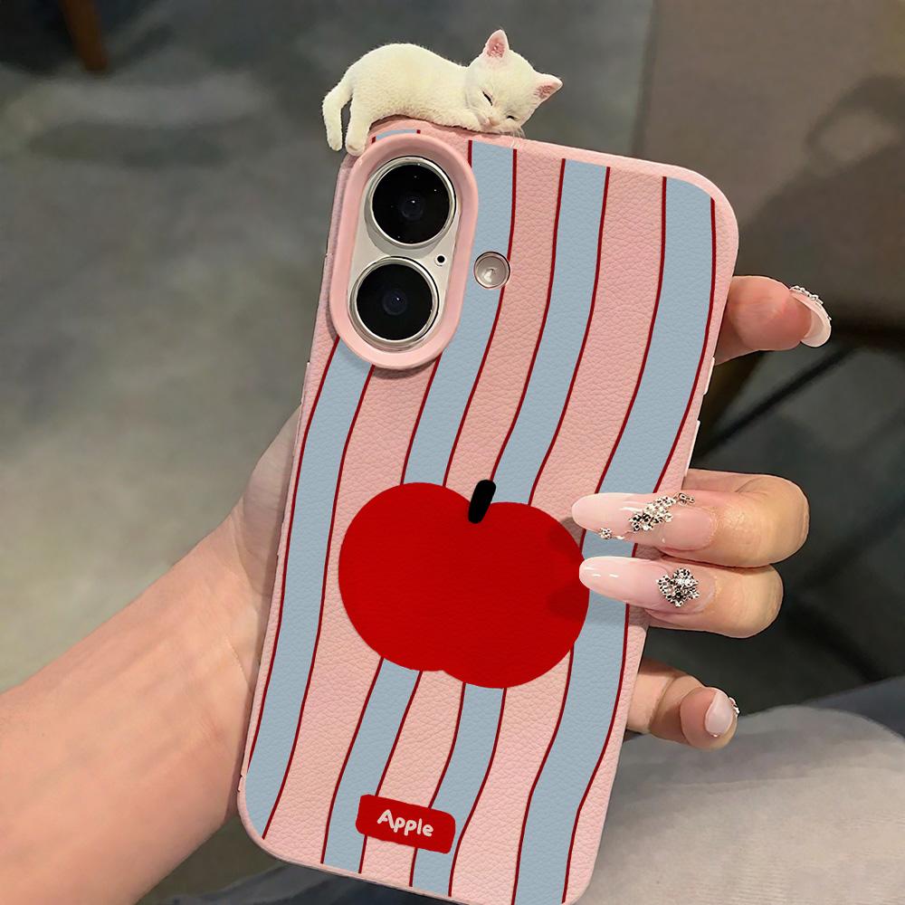 3D Чехол для телефона для iPhone 11 13 17 Pro Max 17 Air Case iPhone 13 15 16 Pro Max 12 14 Pro Max 14 15 Plus Милый 3D Котенок Мультяшный Кожаный