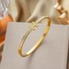 Stainless Steel Women's Bracelet with Diamonds and Four-Leaf Clover Studs - Non-fading, Cross-border Design.