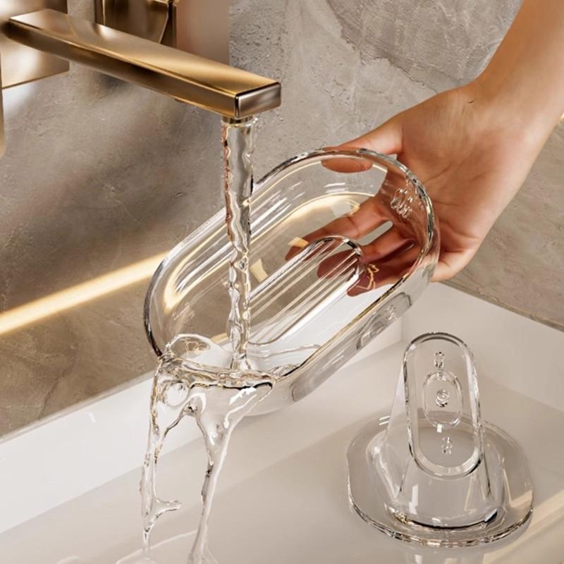 Auto Draining Soap Tray For Shower And Utility Room Quick Drying Feature PET Soap Storage Box Bathroom Oganizers