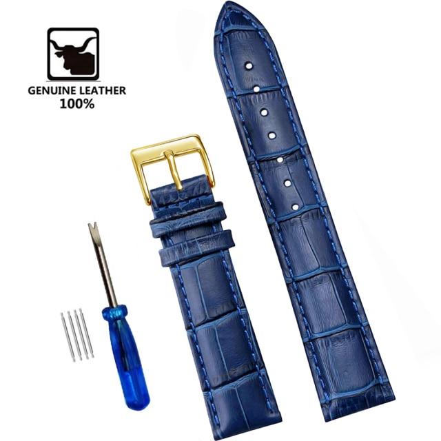 Genuine Leather Watchbands 12/14/16/18/20/22/24 Mm Watch Band Strap Steel Pin Buckle High Quality Wrist Belt Bracelet + Tool
