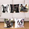 1pc Cute Pet Mini French Bulldog Pillow Case Square Bedroom Sofa Leisure Comfort Cushion Car Living Room Home Decoration
