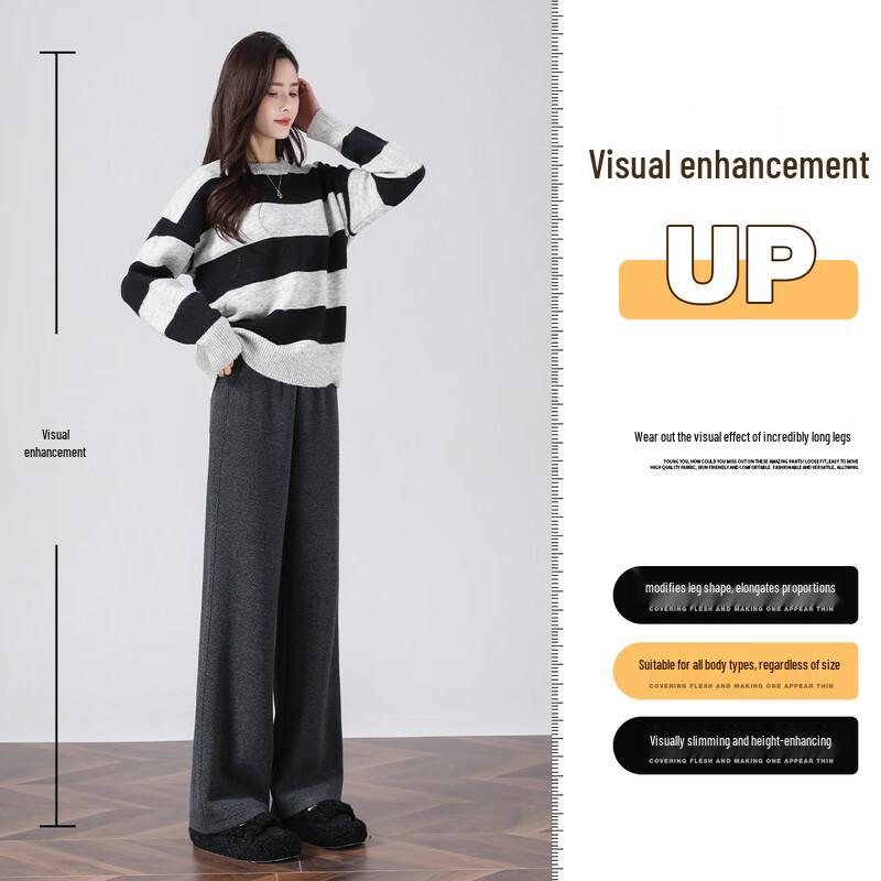 Women's Wool-Blend High-Waist Wide-Leg Casual Pants