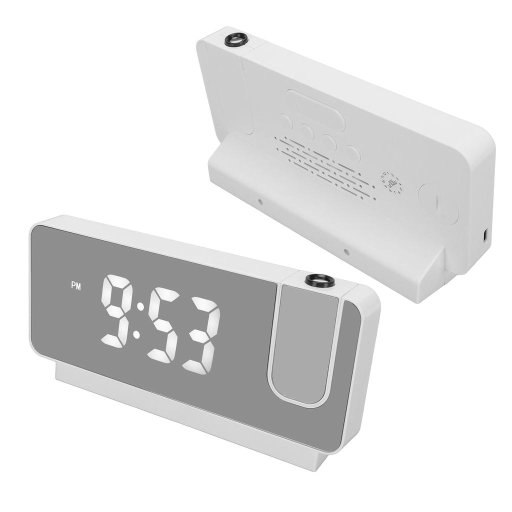 Projection Alarm Clock Time Date Temperature Display 180 Degree Wide Angle HD LED Screen