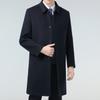 Двустороннее кашемировое пальто мужское длинное деловое повседневное шерстяное ветровка для людей среднего возраста с пуховой подкладкой и лацканами