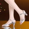 2024 Новые женские блестящие туфли для латиноамериканских танцев Tango Salsa, сандалии на высоком каблуке с резиновой подошвой