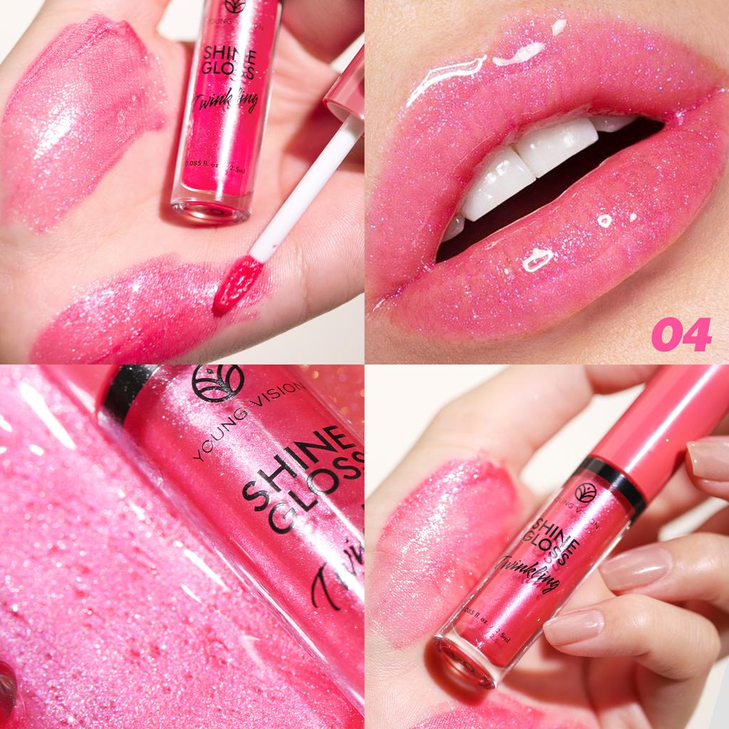 YOUNG VISION Fine Glitter Pearl Gloss Lip Gloss Nourishing Moisturizing Ice Transparent Stacked Lips Lip Glaze
