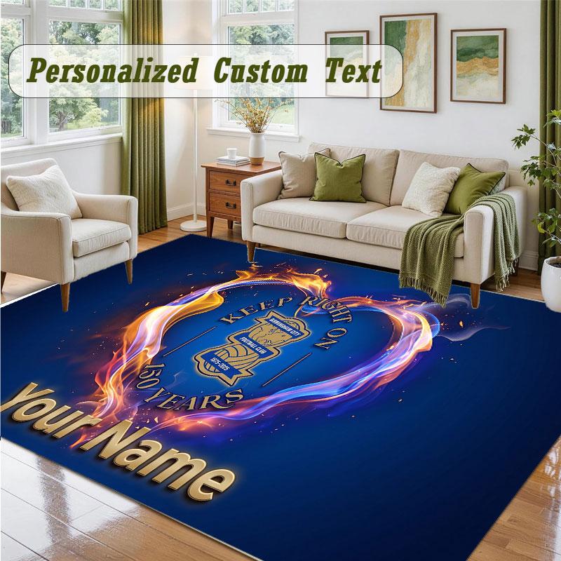 Crystal Velvet Square Rug Custom NameBIRMINGHAM CITY Pattern Non Slip Home Floor Decor Rug