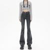 Womens High Waist Stretch Flared Jeans Slim Fit Mid-Rise Denim Pants Casual Korean Style