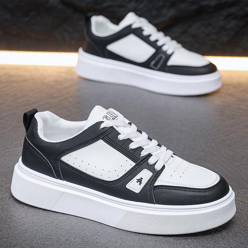 Осень и зима новые мужские повседневные спортивные туфли с низким верхом на шнуровке мужские туфли маленькие белые туфли модные туфли мужские туфли толстые подошвы увеличить