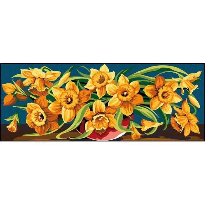 Canevas antique Débordement de jonquilles 25x60cm