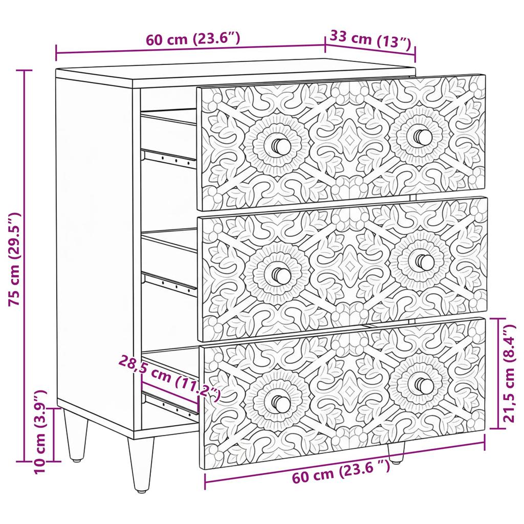 Storage Sideboard Brown 60 x 33.5 x 75 cm