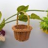 Hamper Basket Handheld Woven Basket Rattan Rustic Flower Basket Flower Storage Basket  Shopping