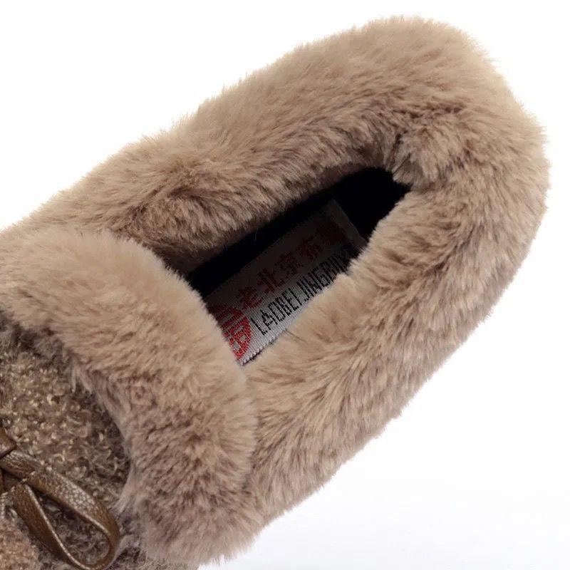 Осенне-зимние хлопковые ботинки Женские зимние шерстяные ботинки Мягкая подошва Теплые плоские туфли-бобы