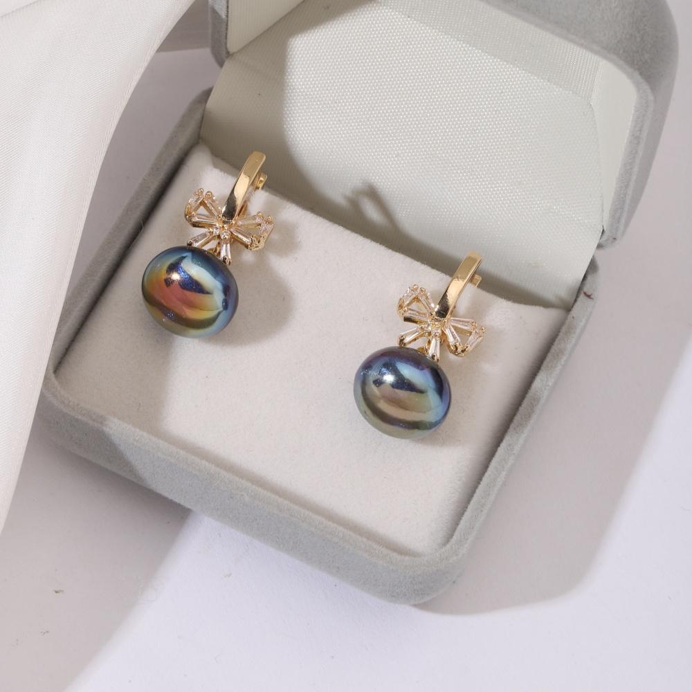 1 пара модных сережек с имитацией жемчуга для женщин, ювелирные изделия с бантом из кубического циркония, свадебные аксессуары