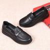 Hy2024 Spring and Autumn Mother Shoes Leather Soft Sole Single Shoes Middle-aged Work Leather Shoes Comfortable Flat Bottom In the Elderly Woman