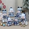 New Blue Christmas Snowman Dolls Plush Swinging Skiing Doll Figurine Toys Christmas Tree Ornaments New Year Xmas Gift