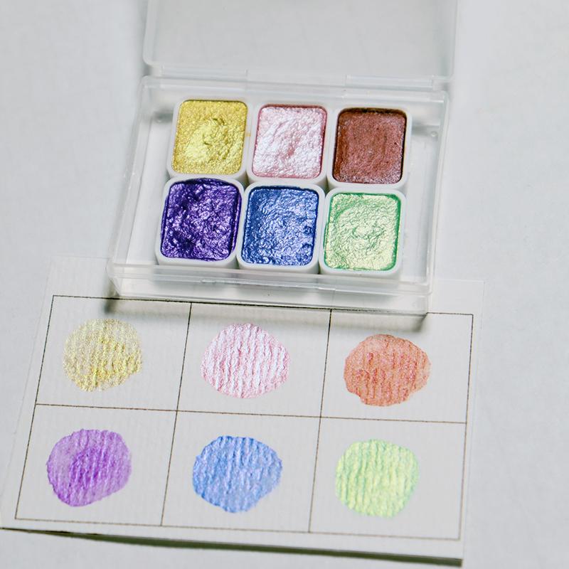 1 мл 6-цветная серия Pearl Ручной набор твердых акварельных красок Художественная роспись ногтей Декоративная акварель