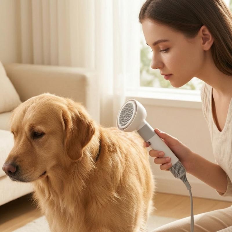 Dog Dryer Brush 2-in-1 Pet Hair Dryer with Brush Pet Grooming Blower Powerful 3-Speed for Dogs
