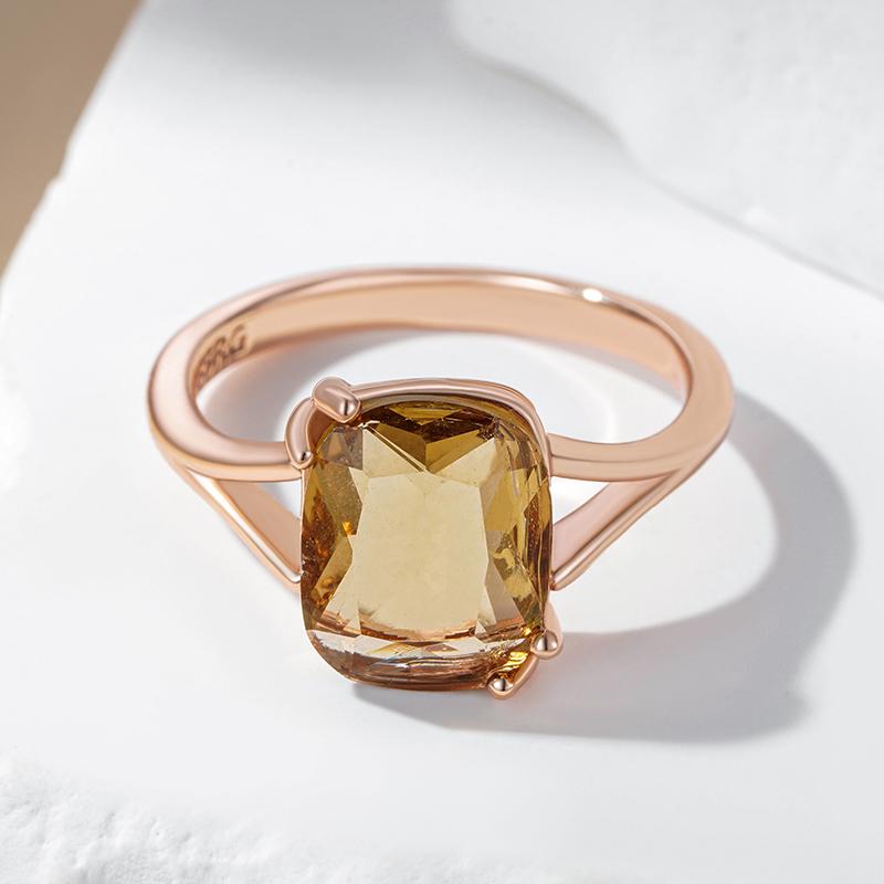 Модное квадратное кольцо из натурального циркона светло-коричневого цвета для женщин, простое, цвета розового золота, высокого качества, свадебное ювелирное изделие