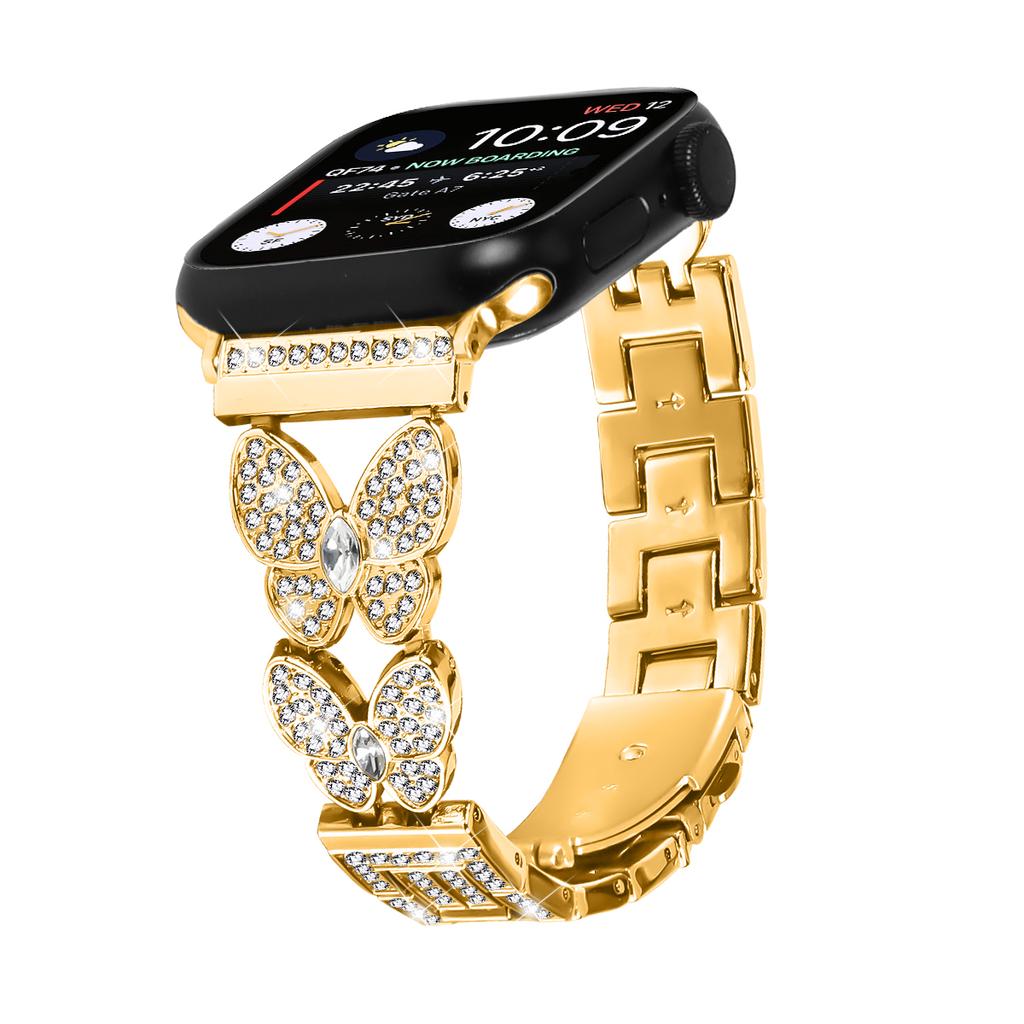 Luxury Stainless Steel Watch Strap Unique Butterfly Diamond for Apple Watch Band 8/9/10 Ultra Metal Woman I Watch Strap
