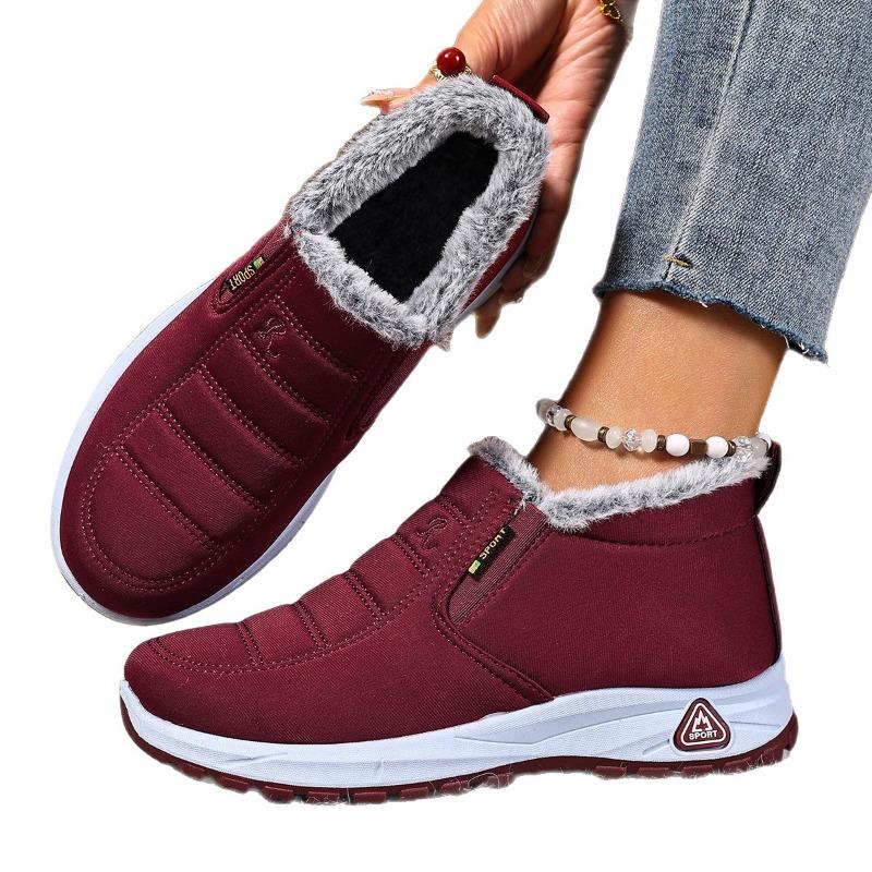 Хлопковые ботинки, Зимние ботинки, Флисовые и Утепленные Большого размера Женские ботинки, Теплые Хлопковые туфли