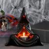 Mystic Wizard Candle Holder Halloween Hooded Cloak Tealight Holder Gothic Candlestick Ornament for Home Tabletop Decor