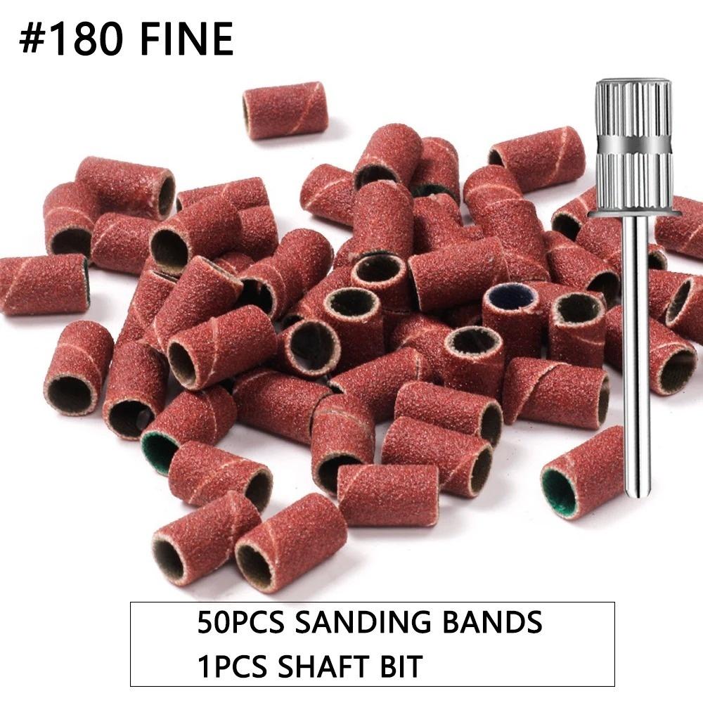 50/100Pcs Sanding Cap Bands Nail Drill Sanding Sleeves 80# 120# 180# Electric Manicure Pedicure Machine Nail Polishing Tool Set