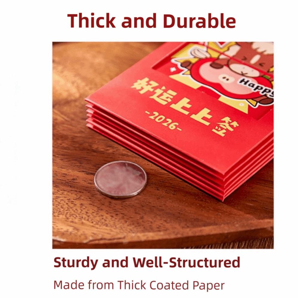 6Pcs/Set Creative 2026 Horse Year Red Envelope Paper Craft Cartoon Spring Festival Red Envelope Year of The Horse Bless Words